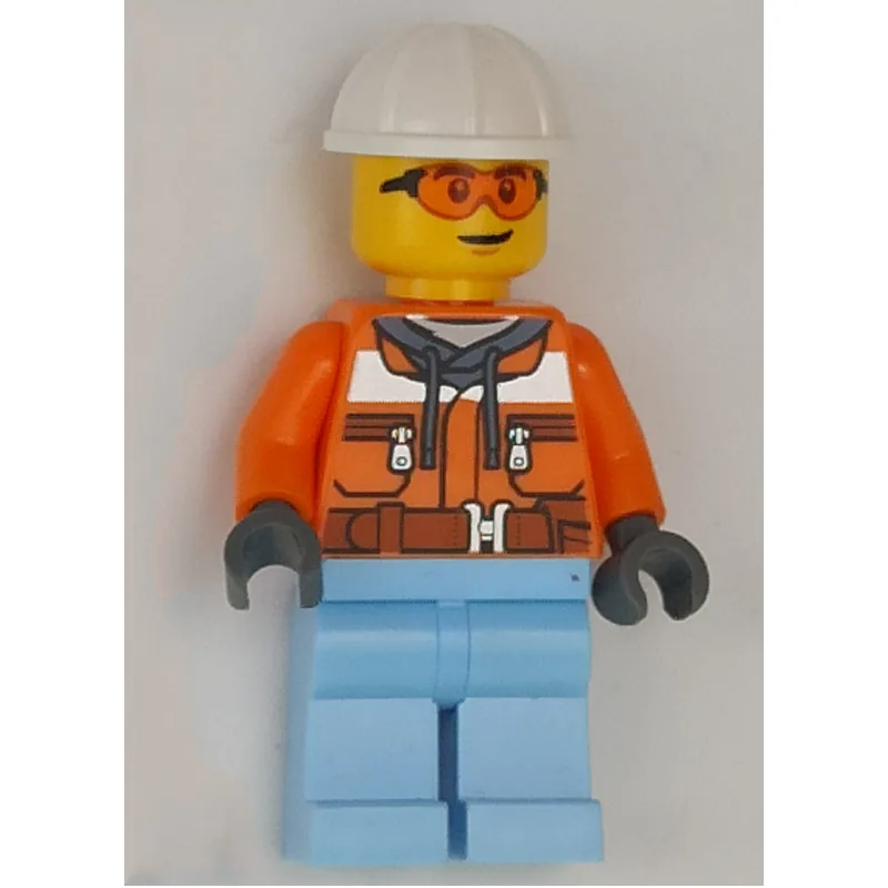 Construction Worker, Orange Safety Jacket, Br… — minifigurine LEGO | Brick Broker