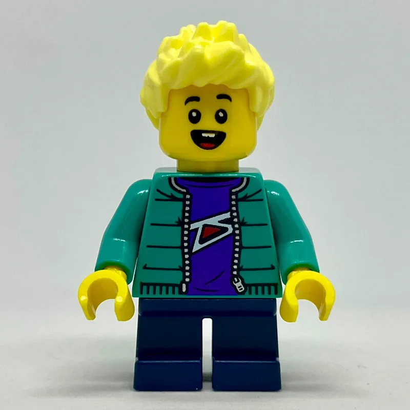 Boy, Dark Turquoise Jacket, Short Dark Blue L… — minifigurine LEGO | Brick Broker