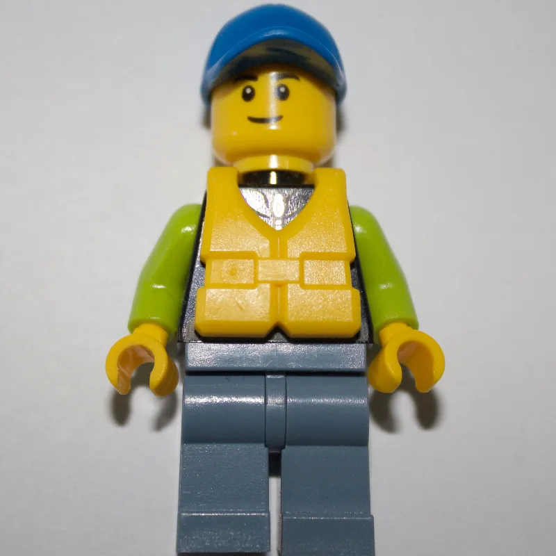 Man, Black and Lime Jacket, Blue Cap, Yellow… — minifigurine LEGO | Brick Broker