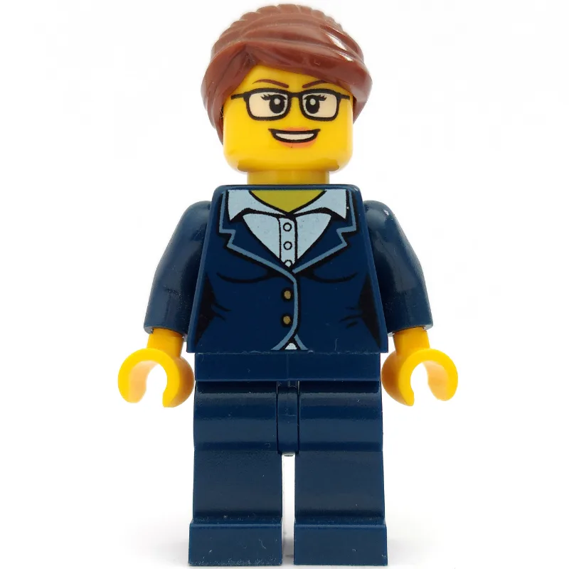 Woman, Dark Blue Suit, Reddish Brown Hair, Gl… — minifigurine LEGO | Brick Broker