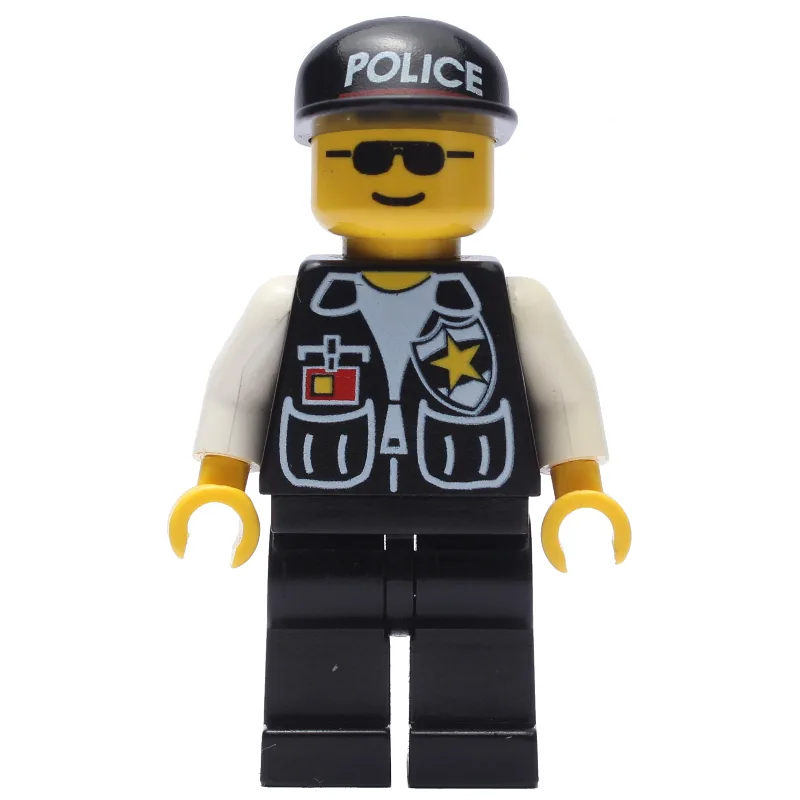 Policeman, Black Vest with Badge and Pockets,… — minifigurine LEGO | Brick Broker