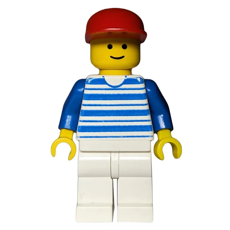 Man, White and Blue Striped Shirt, White Legs… — minifigurine LEGO | Brick Broker