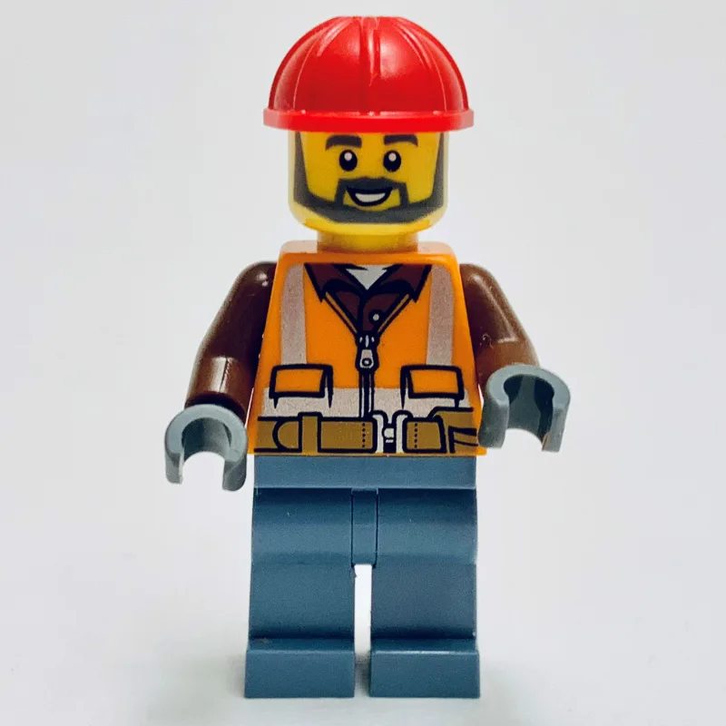 Construction Worker, Orange Safety Jacket, Sa… — minifigurine LEGO | Brick Broker