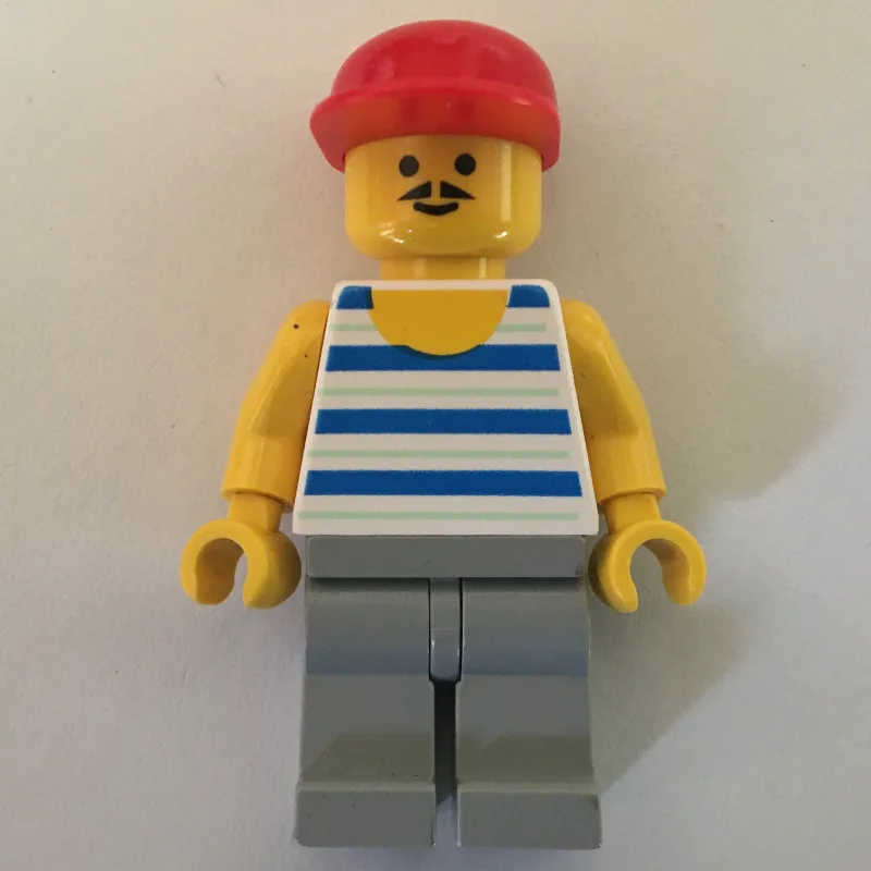 Man, Blue and White Striped Tank Top, Light G… — minifigurine LEGO | Brick Broker