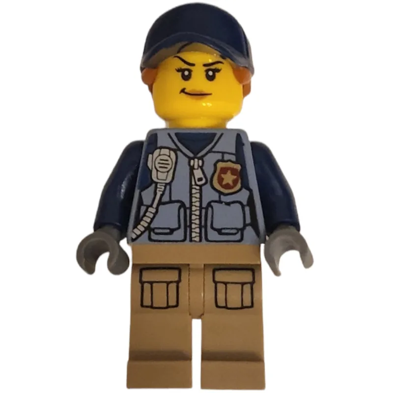 Policewoman, Sand Blue Vest with Zipper, Radi… — minifigurine LEGO | Brick Broker