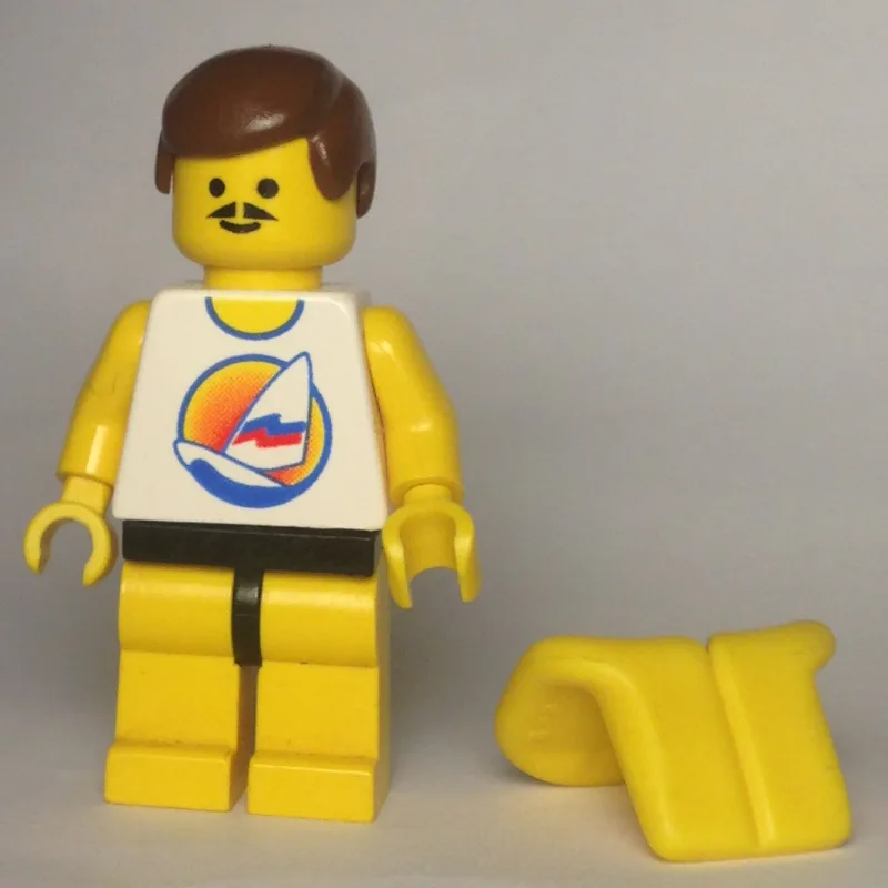 Man, White Tank Top with Windsurfer, Yellow L… — minifigurine LEGO | Brick Broker