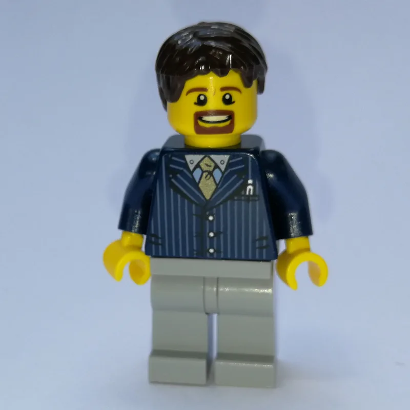 Man, Dark Blue Pinstripe Suit with Gold Tie,… — minifigurine LEGO | Brick Broker