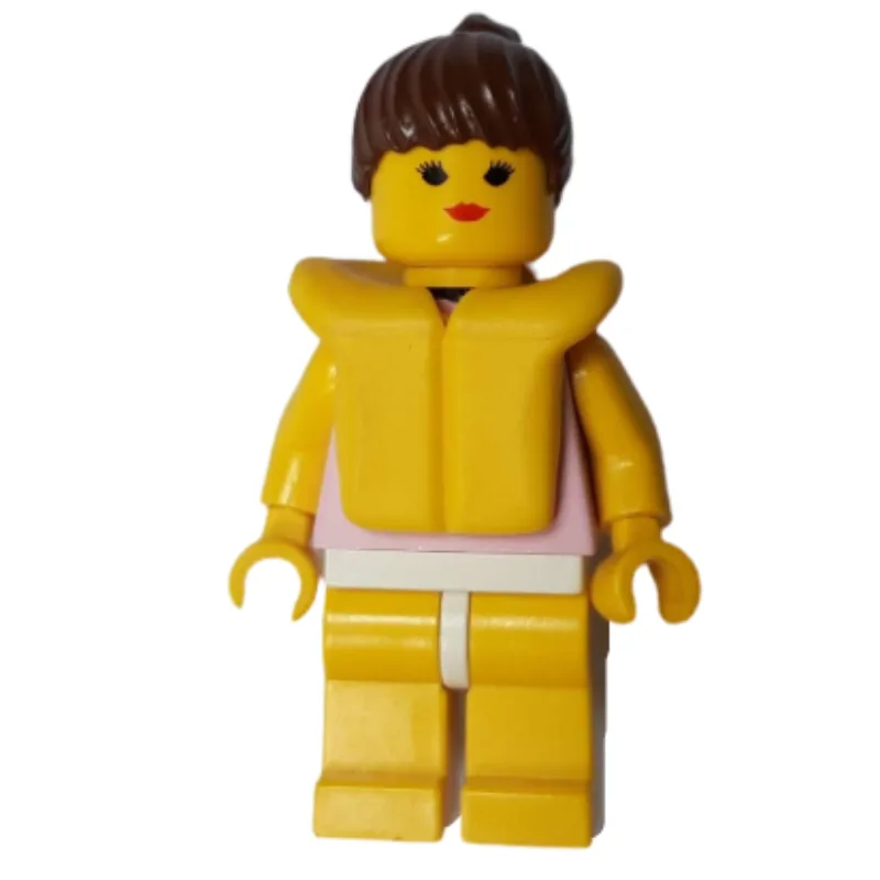 Woman, Pink Swimsuit with Lace Collar, Yellow… — minifigurine LEGO | Brick Broker