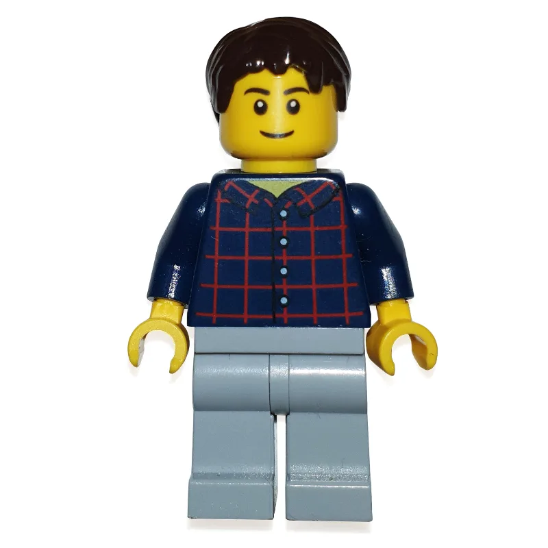 Man, Dark Blue Plaid Shirt, Light Bluish Gray… — minifigurine LEGO | Brick Broker