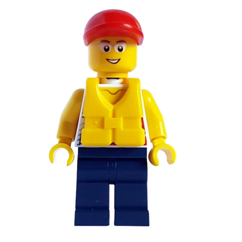 Man, White Vest Top, Dark Blue Legs, Red Cap,… — minifigurine LEGO | Brick Broker