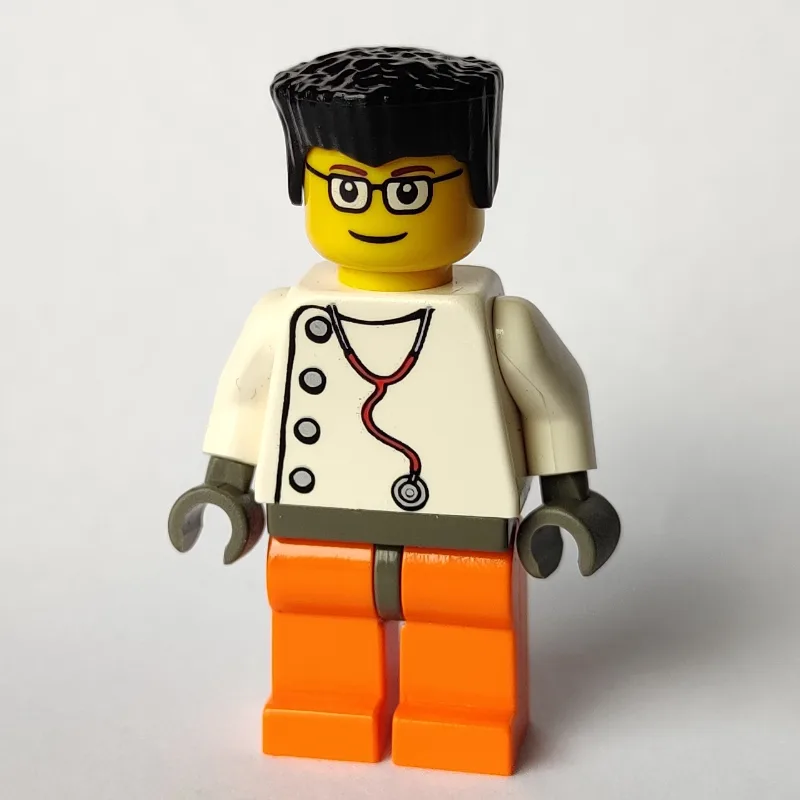 Doctor, White Shirt with Stethoscope and Side… — minifigurine LEGO | Brick Broker