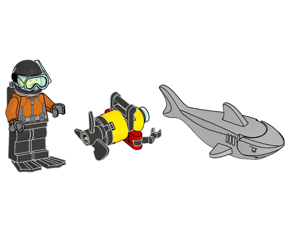 LEGO 952503 Plongeur avec robot et requin - prix | Brick Broker
