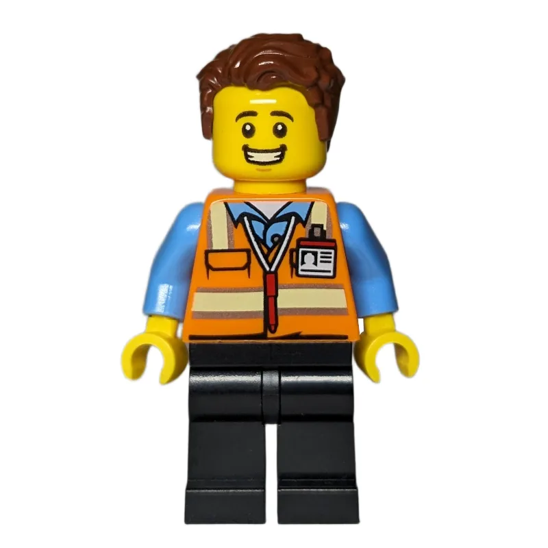Orange Torso, Black Legs, Reddish Brown Hair — minifigurine LEGO | Brick Broker