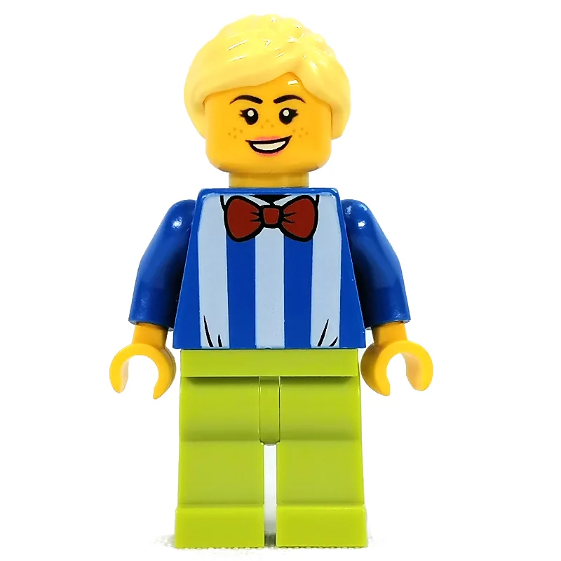 Blue Torso with White Stripes, Lime Legs, Bri… — minifigurine LEGO | Brick Broker