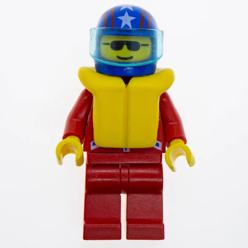Racer, Red Jacket with 2 Stars, Blue Helmet w… — minifigurine LEGO | Brick Broker