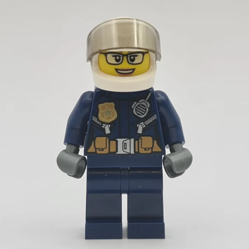 Policewoman, Dark Blue Uniform, White Helmet — minifigurine LEGO | Brick Broker
