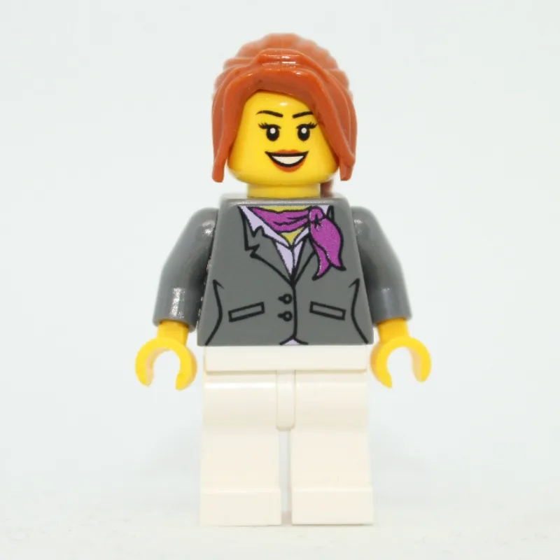 Woman, Dark Bluish Gray Jacket with Magenta S… — minifigurine LEGO | Brick Broker