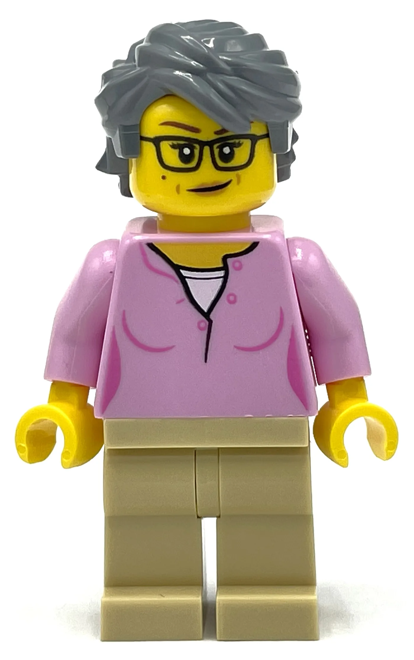 Bright Pink Torso, Tan Legs, Dark Bluish Grey… — minifigurine LEGO | Brick Broker