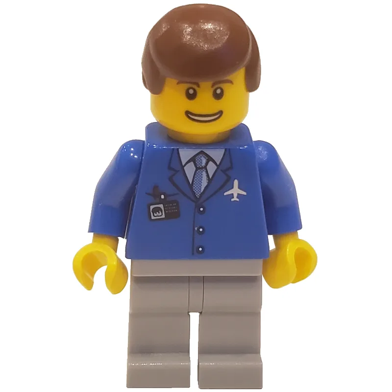 Airline Worker, Blue Jacket with Tie and Plan… — minifigurine LEGO | Brick Broker