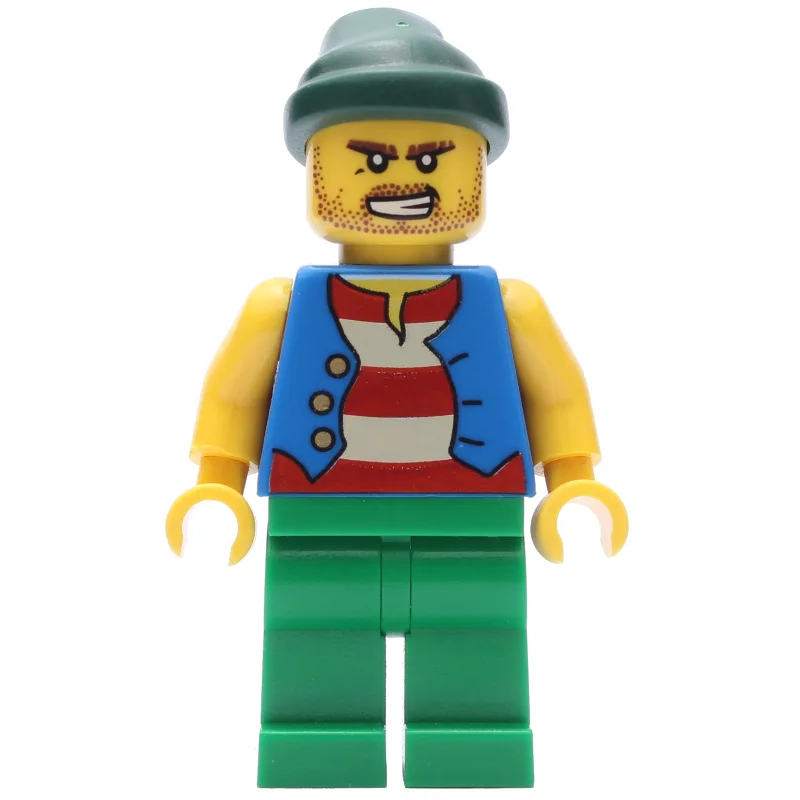 Pirate - Blue Vest, Green Legs, Dark Green Ba… — minifigurine LEGO | Brick Broker