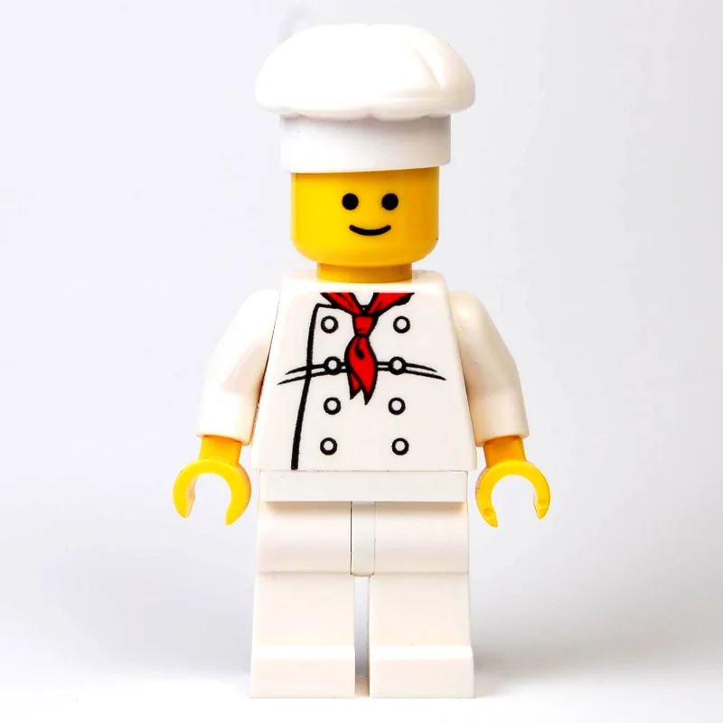 Chef - White Torso, White Legs, White Hat — minifigurine LEGO | Brick Broker