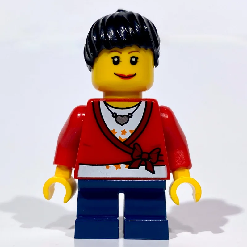 Girl, Cardigan Tied with Bow, Necklace, Short… — minifigurine LEGO | Brick Broker