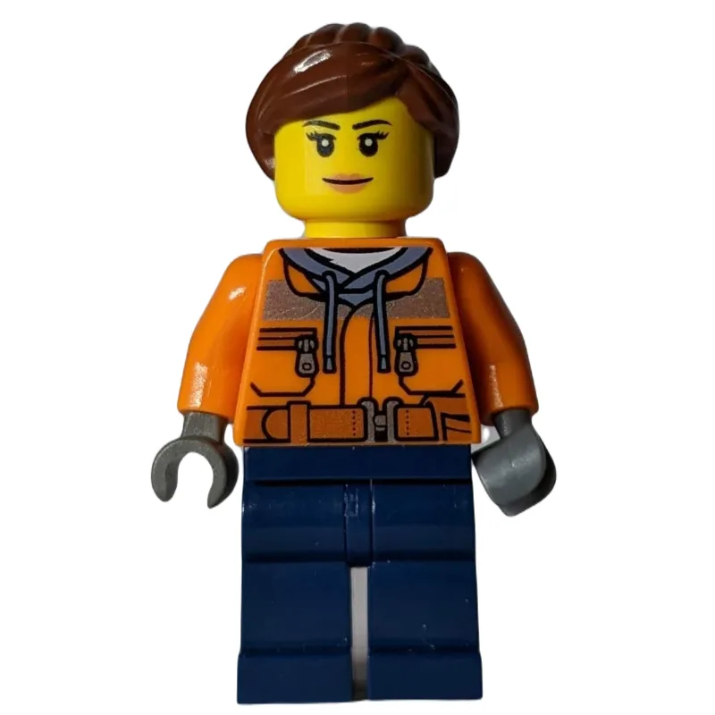 Woman, Safety Jacket over Hoodie with Belt, D… — minifigurine LEGO | Brick Broker