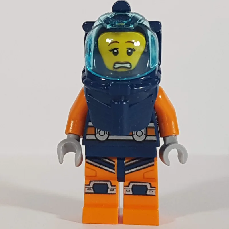 Diver, Woman, Dark Blue and Orange Wetsuit, D… — minifigurine LEGO | Brick Broker