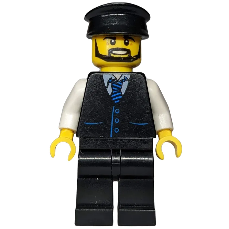 Man, Black Vest with Tie, Black Hat, Beard — minifigurine LEGO | Brick Broker