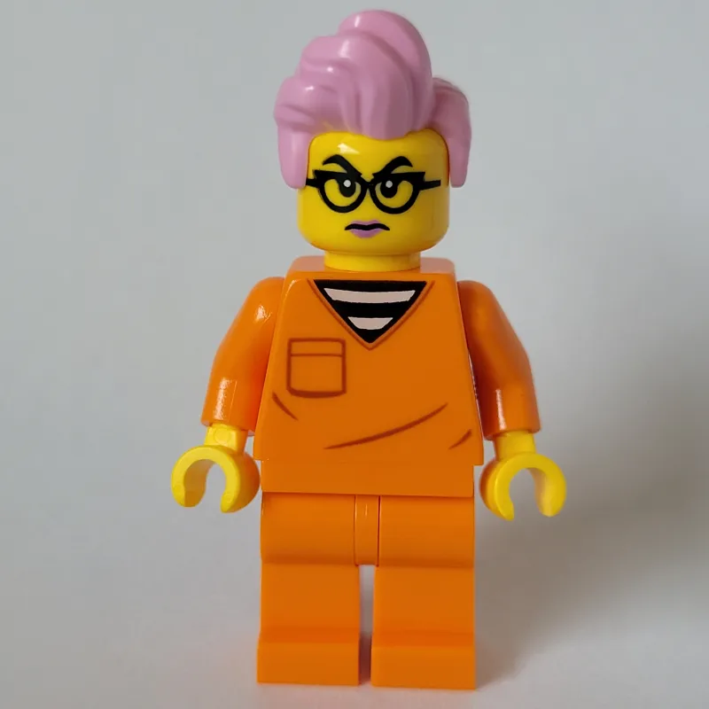 Criminal, Orange Suit, Bright Pink Hair — minifigurine LEGO | Brick Broker