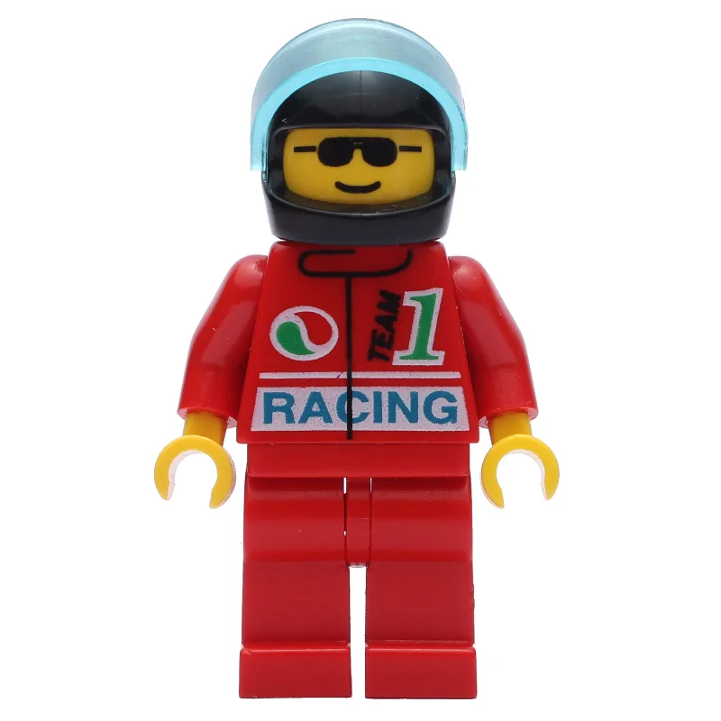 Racer, Red Jacket with Octan Logo and 'RACING… — minifigurine LEGO | Brick Broker