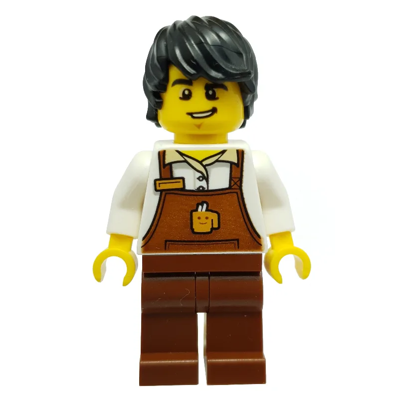 Barista, Man, White Torso, Reddish Brown Apro… — minifigurine LEGO | Brick Broker