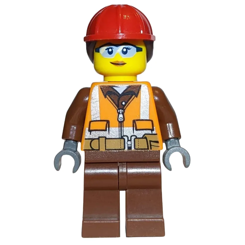 Construction Worker, Woman, Orange Safety Ves… — minifigurine LEGO | Brick Broker