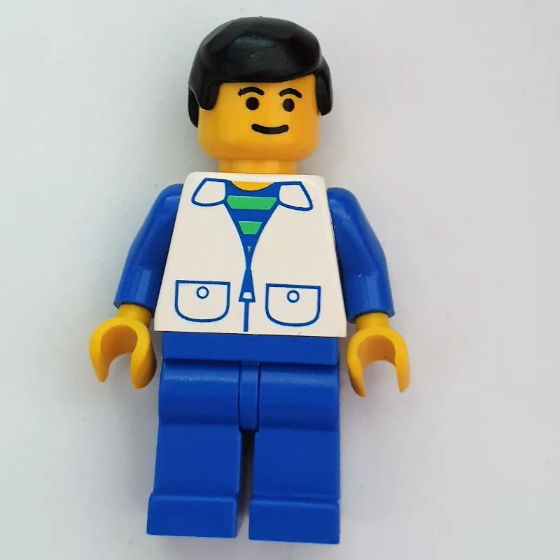 Man - White Jacket, Blue Arms, Blue Legs — minifigurine LEGO | Brick Broker