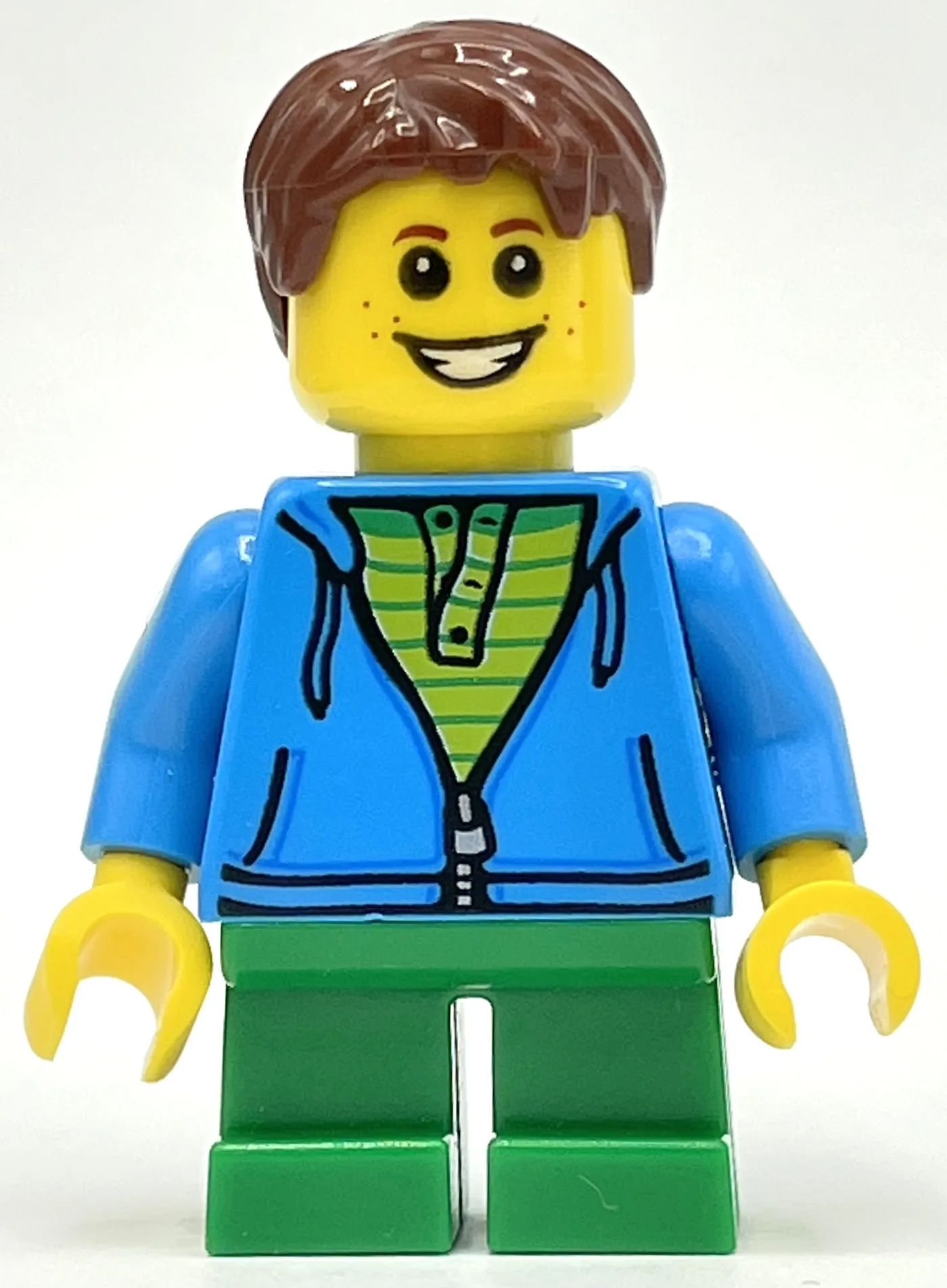 Kid, Dark Azure Torso, Green Legs, Reddish Br… — minifigurine LEGO | Brick Broker