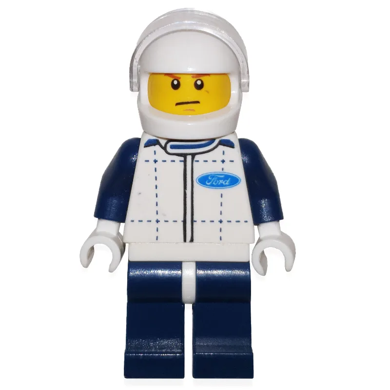 Race Driver, White Torso, Dark Blue Legs, Whi… — minifigurine LEGO | Brick Broker