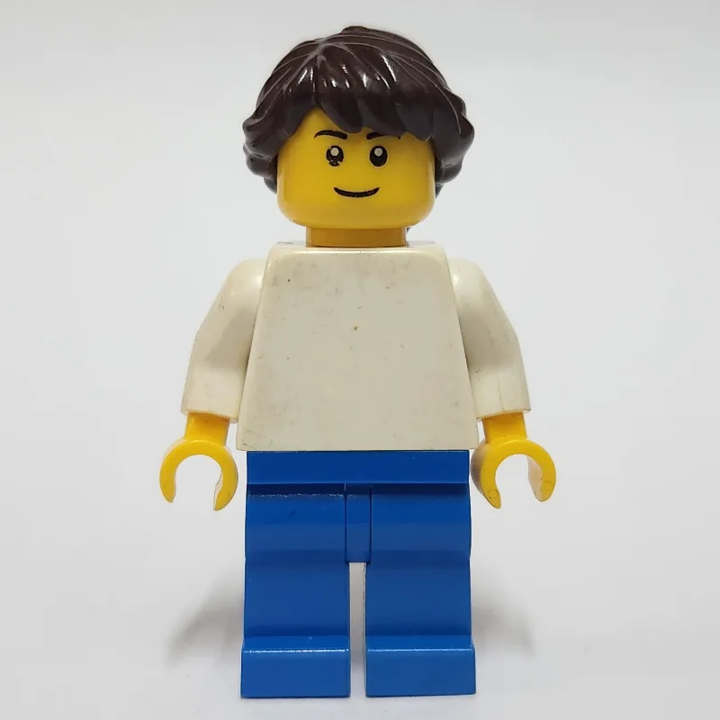 White Torso, Blue Legs, Long Reddish Brown Ha… — minifigurine LEGO | Brick Broker