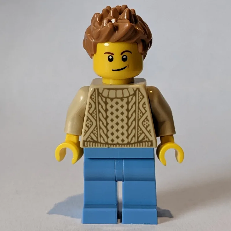 Man, Tan Sweater, Medium Blue, Medium Nougat… — minifigurine LEGO | Brick Broker