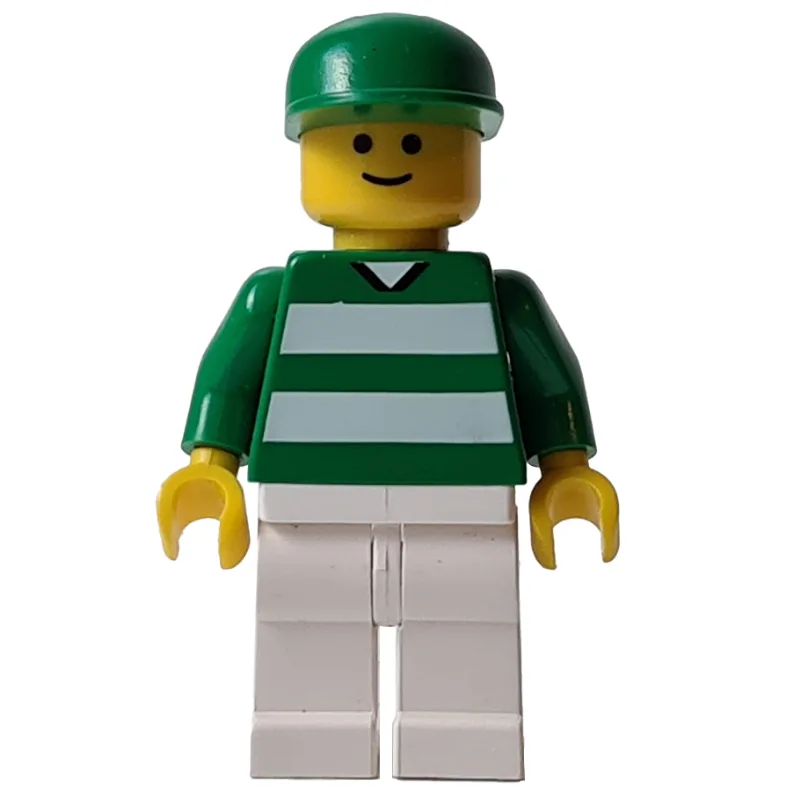 Soccer Fan, Green Torso, White Legs, Green Cap — minifigurine LEGO | Brick Broker
