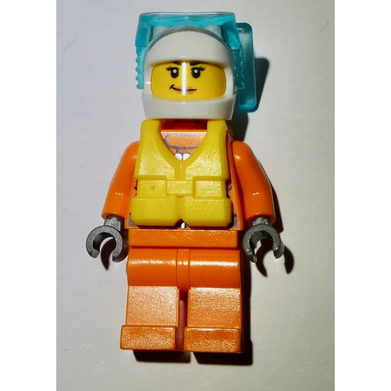 Coast Guard, Woman, Orange Jumpsuit, White He… — minifigurine LEGO | Brick Broker