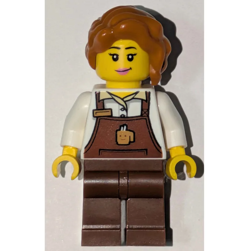 Barista, Reddish Brown Apron, Dark Orange Hair — minifigurine LEGO | Brick Broker