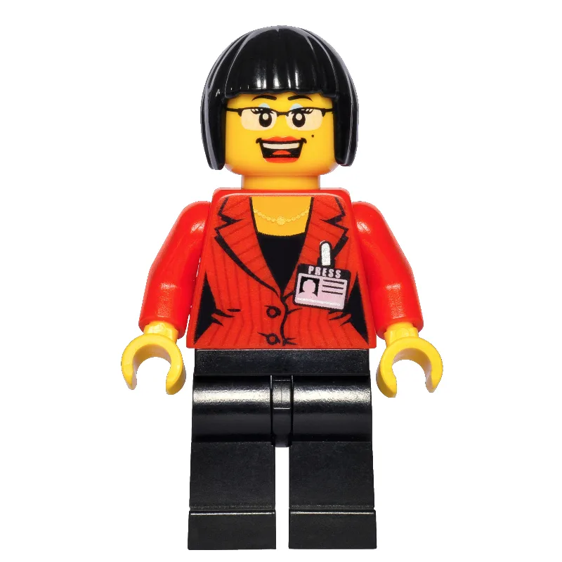Reporter, Red Jacket with Name Badge, Glasses — minifigurine LEGO | Brick Broker