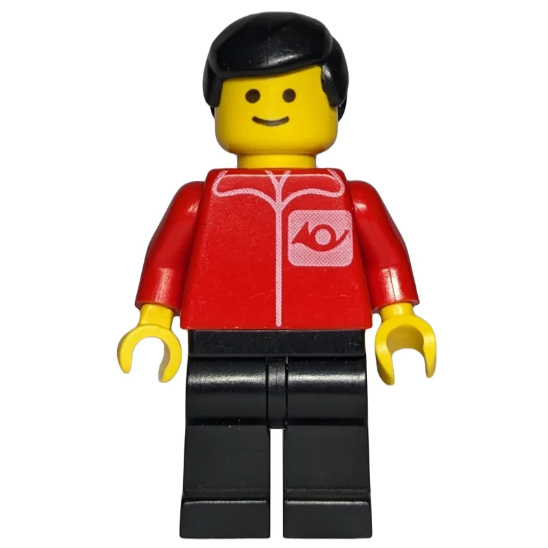 Postal Worker, Red Shirt with Horn Logo, Blac… — minifigurine LEGO | Brick Broker
