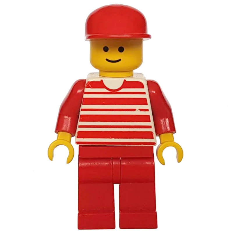 Man, White and Red Striped Shirt, Red Legs, R… — minifigurine LEGO | Brick Broker