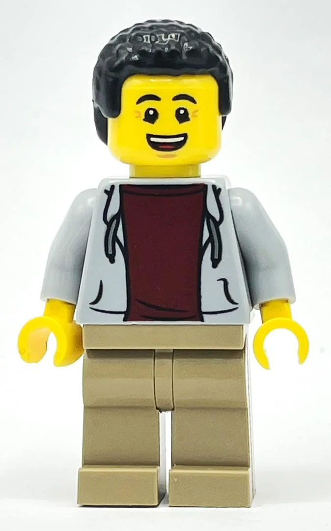 Light Bluish Grey Torso, Dark Tan Legs, Black… — minifigurine LEGO | Brick Broker