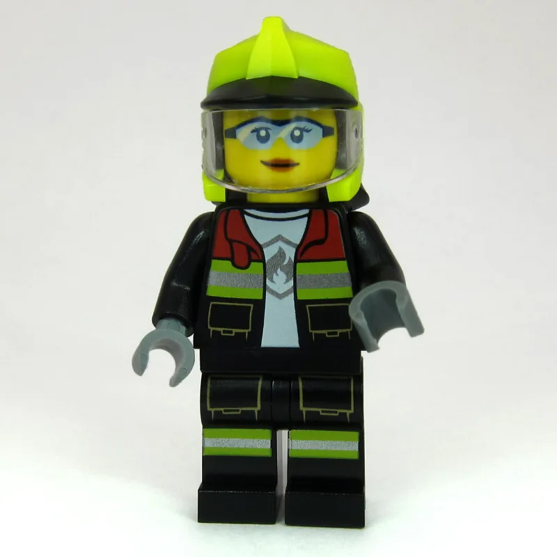 Firefighter, Black Fire Suit, Vibrant Yellow… — minifigurine LEGO | Brick Broker