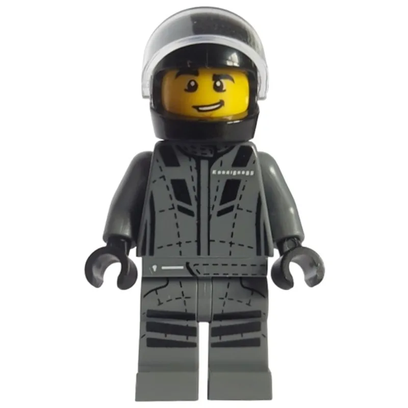 Race Driver - Dark Bluish Grey Torso/Legs, Bl… — minifigurine LEGO | Brick Broker