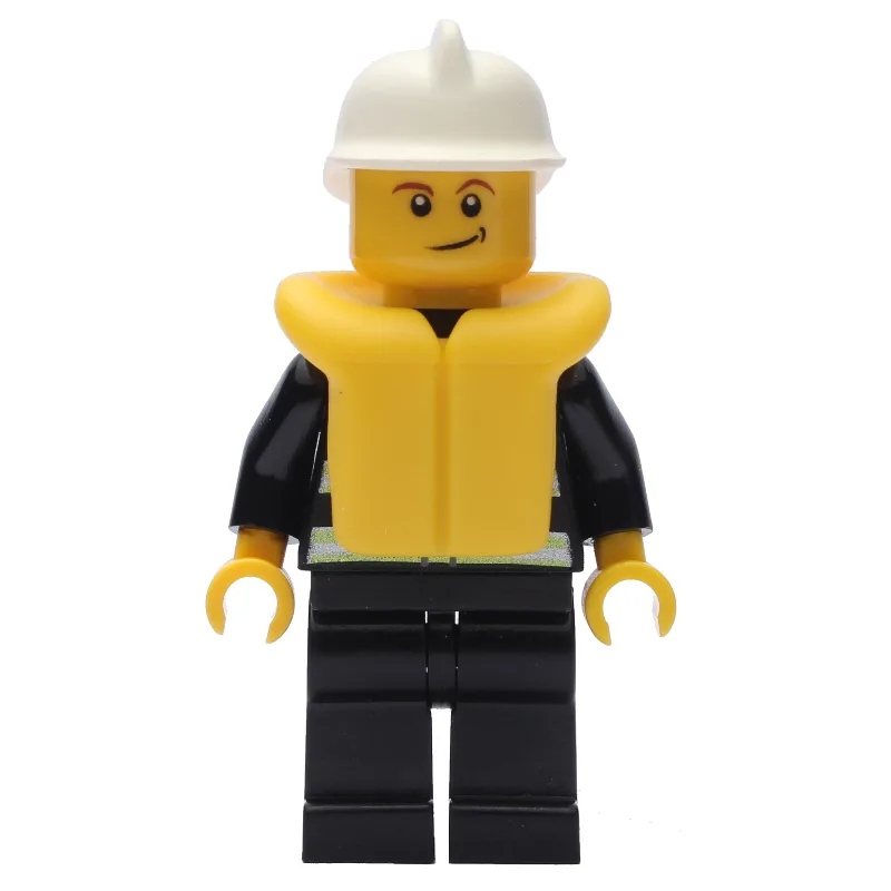 Fireman, Black Fire Jacket with Reflective St… — minifigurine LEGO | Brick Broker