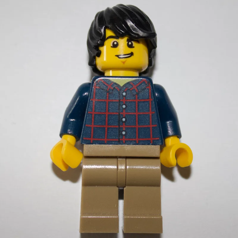 Dark Blue Torso, Dark Tan Legs, Black Hair — minifigurine LEGO | Brick Broker