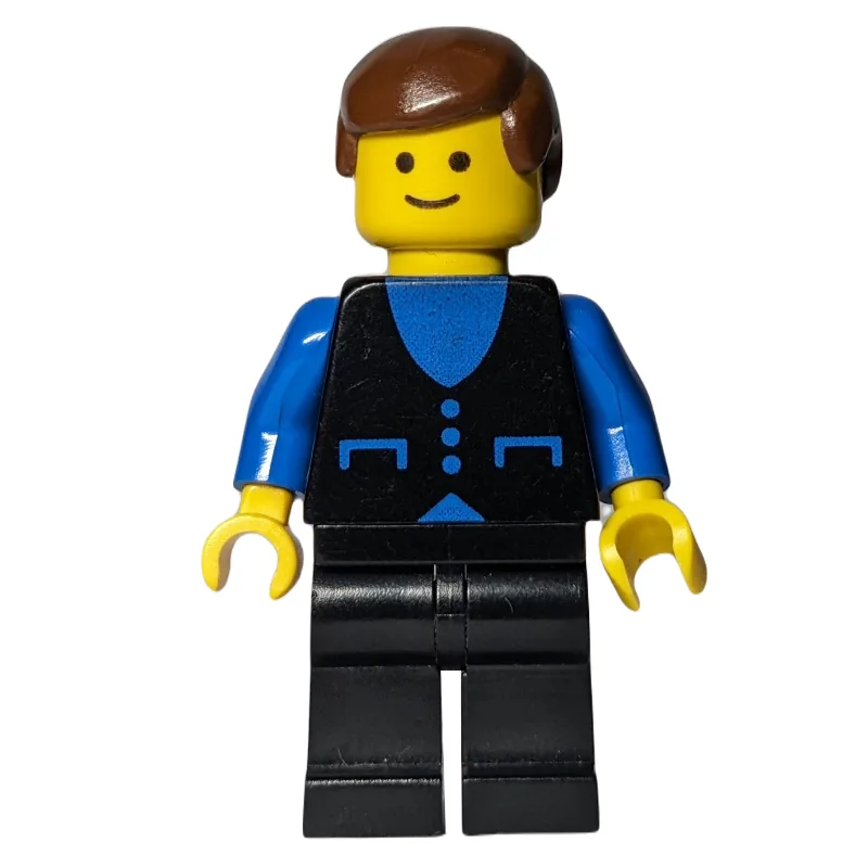 Man, Black Vest over Blue Shirt, Black Legs,… — minifigurine LEGO | Brick Broker